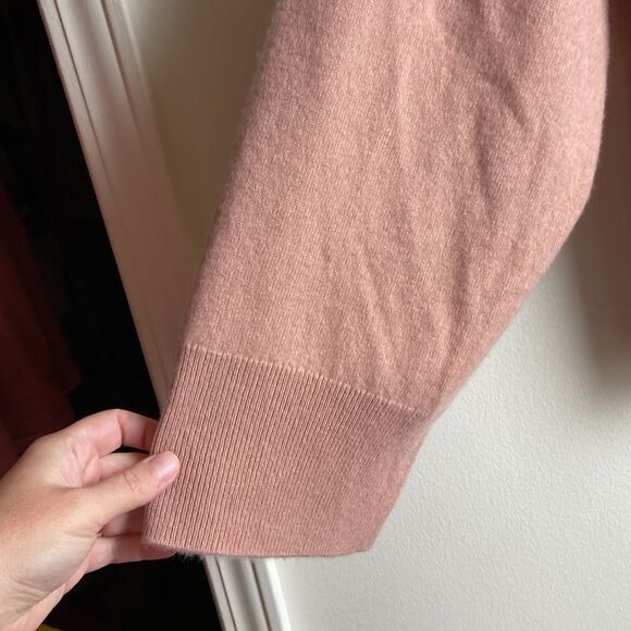 J. Crew Cashmere ribbed crewneck sweater (Sz XL) Muted Pink Bell Sleeve V-Neck - Picture 5 of 13